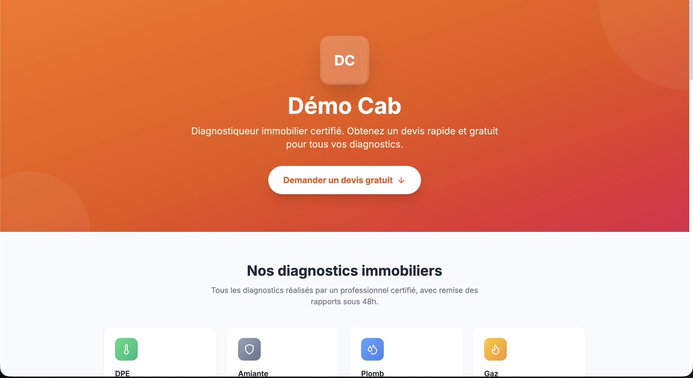 Capture d'écran — Demandes de devis entrantes